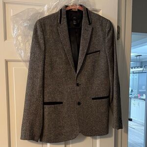 H&M Charcoal Blazer with Black Trim